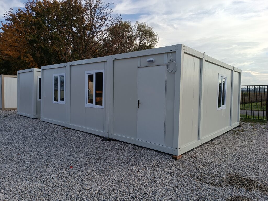 Bungalow bureau , d’habitation ou de bureau — blanc, 6 × 7,2 m, triple et assemblé